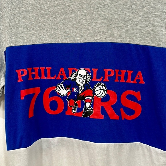 NBA Color Block Ben Franklin Philadelphia 76ers Sixers Tee T-Shirt Size Mens M - Picture 2 of 9